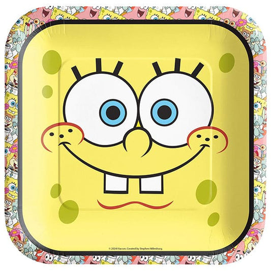 Spongebob 9in Square Dinner Paper Plates 8ct