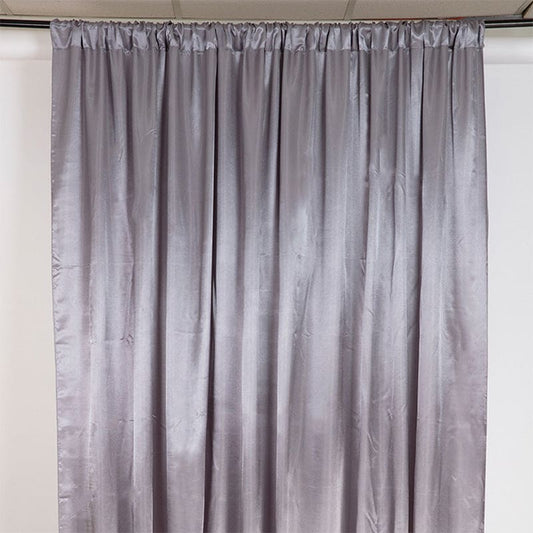 Satin Backdrop Curtain Silver 10ft x 10ft