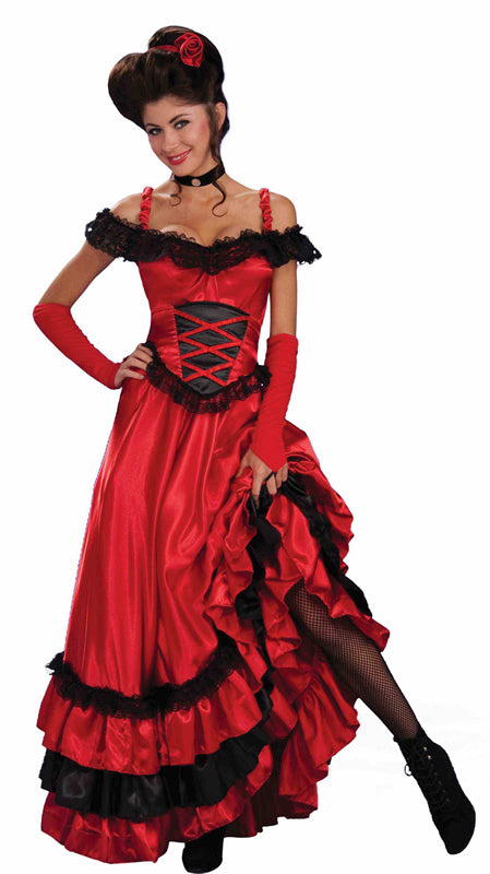 Saloon Sweetie Red and Black Adult Costume