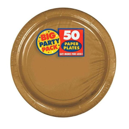 Gold Big Party Pack 7in Round Luncheon Paper Plates