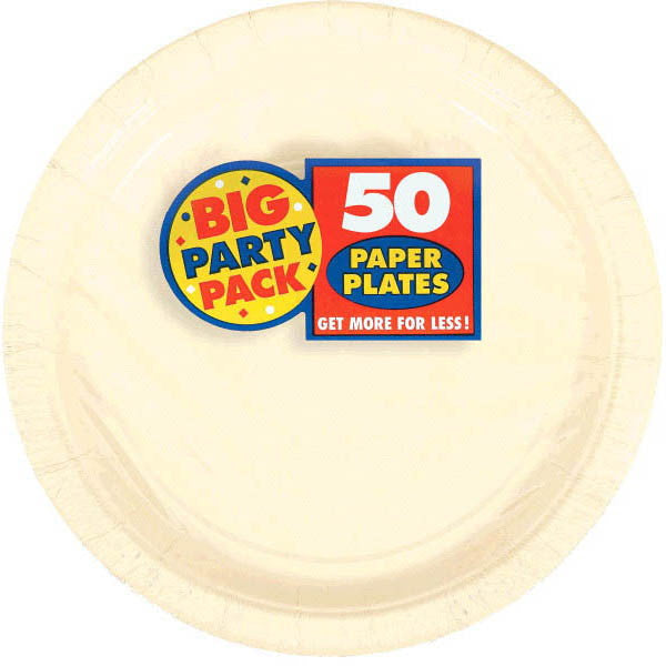 Vanilla Creme Big Party Pack 9in Round Dinner Plates 50 Ct