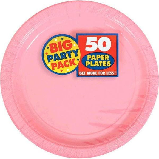 New Pink Big Party Pack Paper Plates, 9" 50 Ct