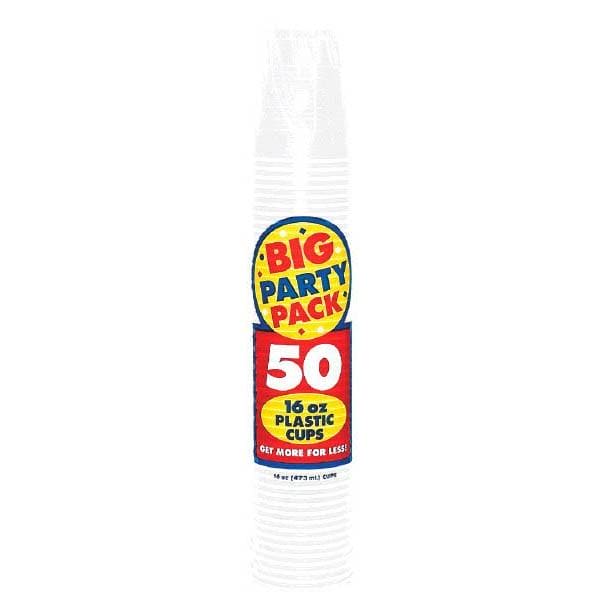 Big Party Pack White 18oz Plastic Cups 50 Ct