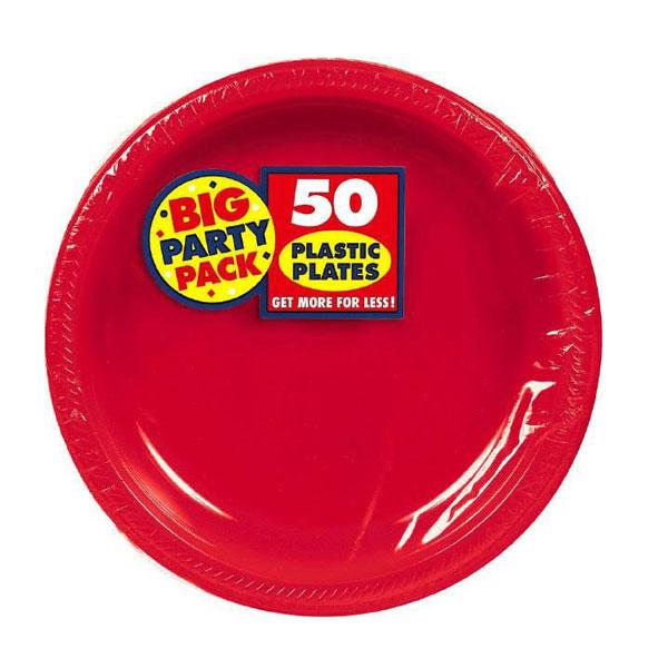 Apple Red Big Party Pack 7in Round Plastic Plates