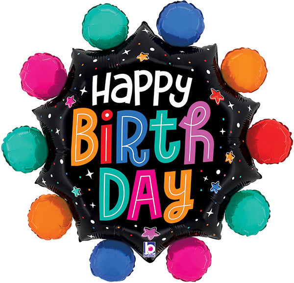 Colorful Circles Birthday 29in Metallic Balloon