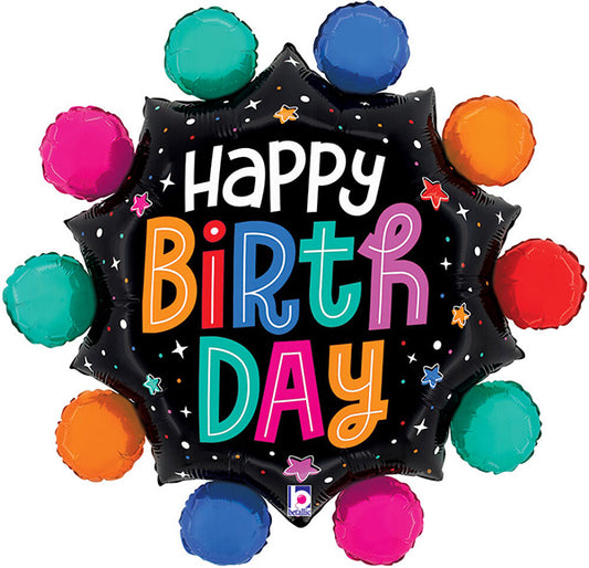 Colorful Circles Birthday 29in Metallic Balloon