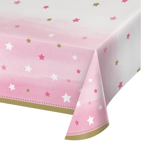 One Little Star Girl Plastic Tablecover 54in x 102in