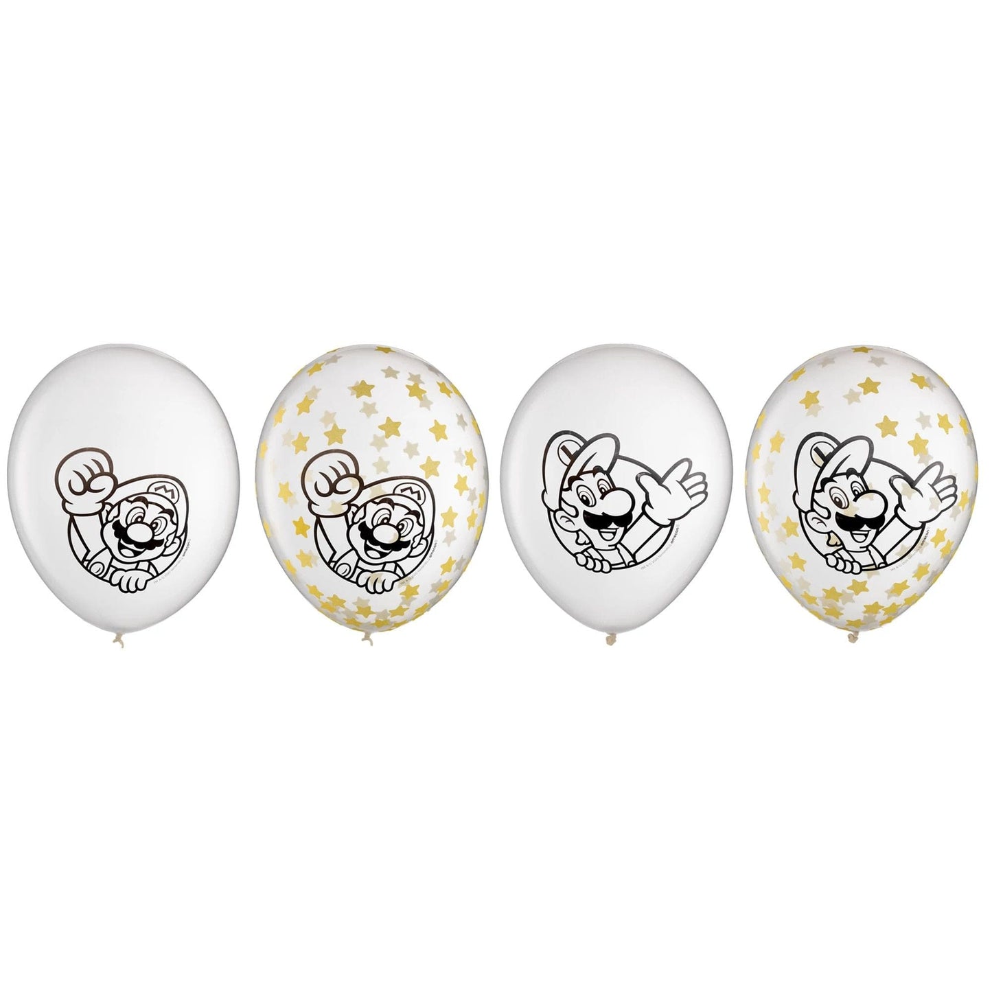 Super Mario Brothers 12in Latex Confetti Balloons 6 Ct