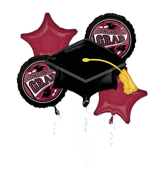 Congrats Grad Burgundy Graduation Balloon Bouquet