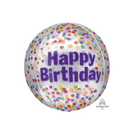 16in Orbz Birthday Confetti Bright Balloon