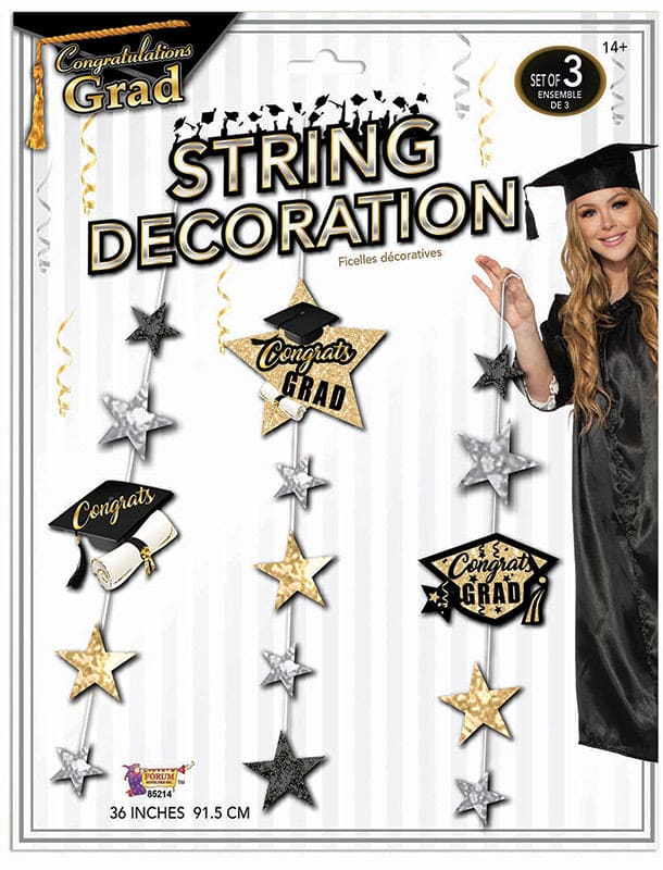 Graduation Hanging String Decorations 3ct