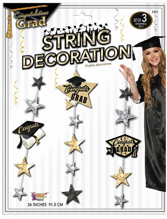 Graduation Hanging String Decorations 3ct