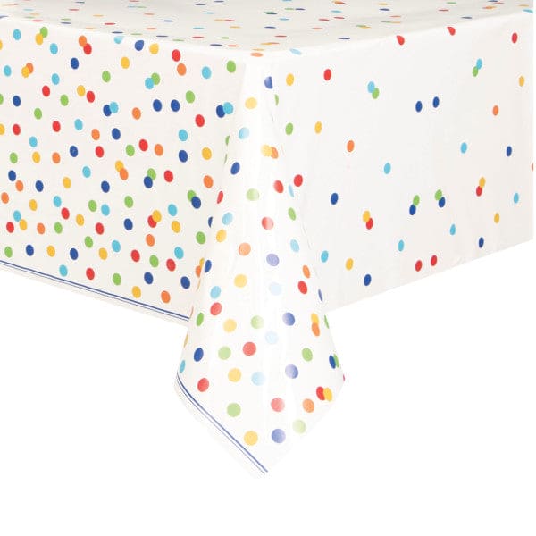 Rainbow Polka Dot 54 x 84in Plastic Table Cover