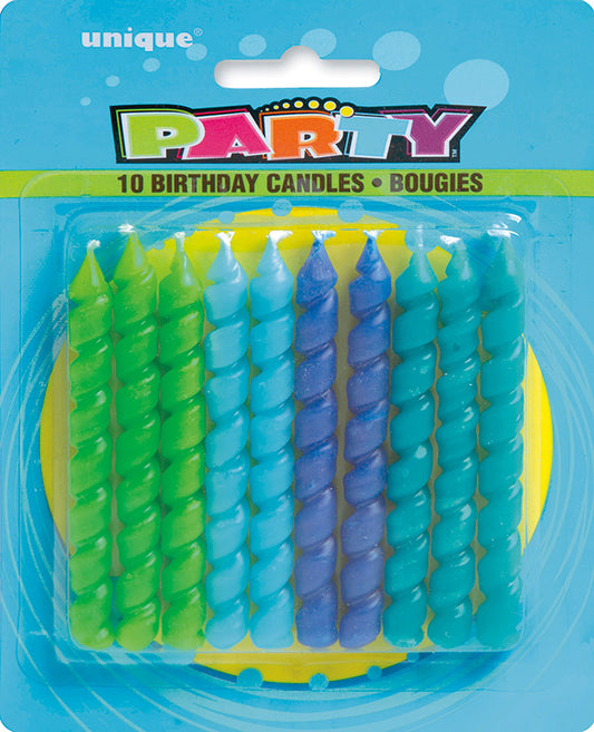 Blue/Green Spiral Birthday Candles