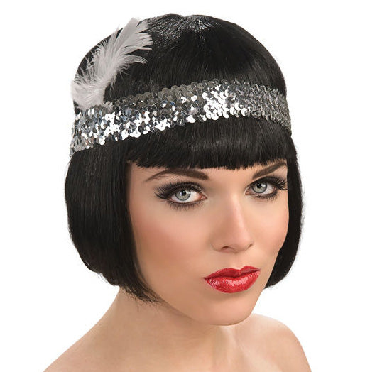 Sequin Flapper Headpiece Silver