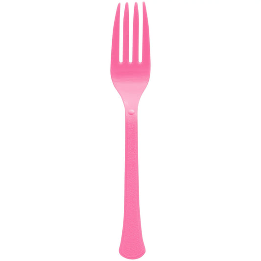 Reusable Plastic Forks, Mid Ct. - Bright Pink 20ct