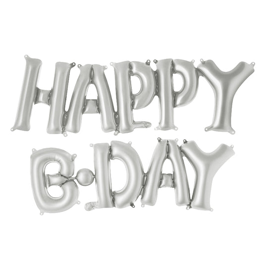 Happy Birthday 16" Silver Air-Filled Phrase Balloon (DOS NOT FLOAT) 2 Ct