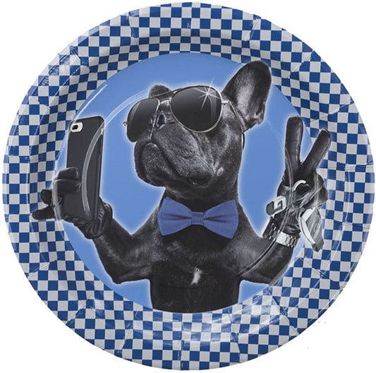 Cool Bulldog-Boy 16th 9in Round Dinner Paper Plates 8ct
