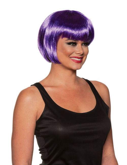 Short Bob Wig with Bangs Purple