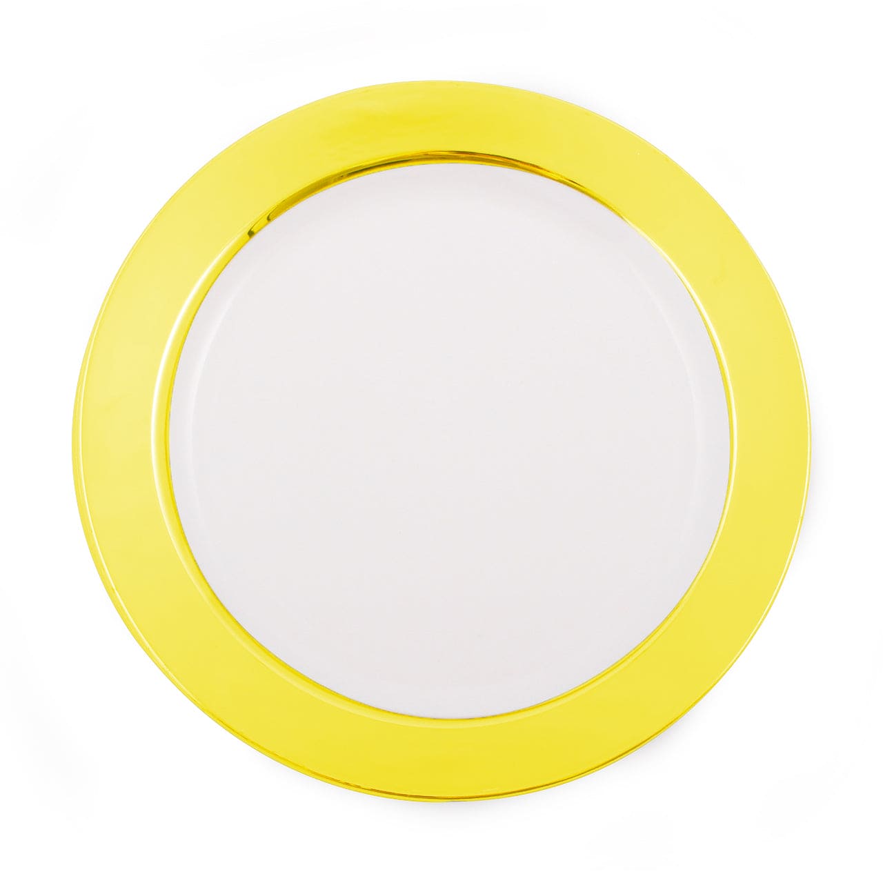 White with Solid Gold Border 7.5in Round Plastic Plates 10ct
