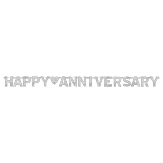 Happy Anniversary Silver Large Foil Letter 7ft Banner
