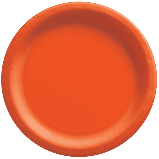 Extra Sturdy 10in Orange Paper Party Plates, 50 ct