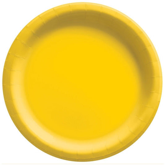 Extra Sturdy Sun Yellow 10in Party Paper Plates, 50 ct