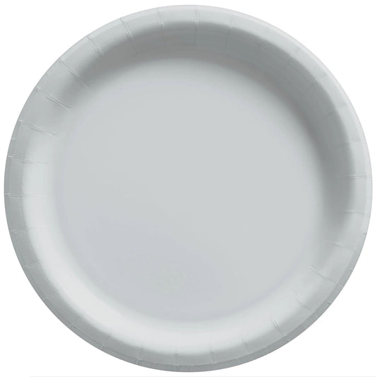 Extra Sturdy Silver Party 10in Dinner Paper Plate, 50 ct