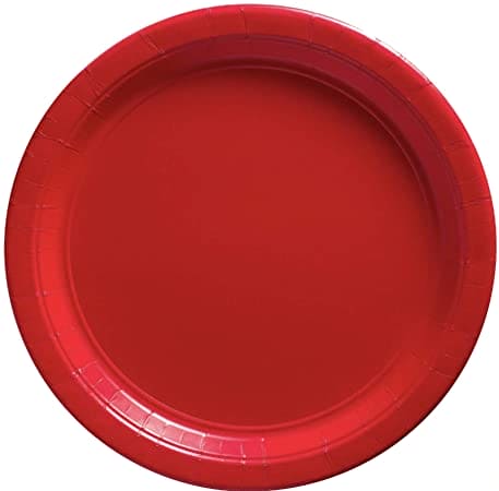 Extra Sturdy Red 10in Paper Dinner Plate, 50 ct