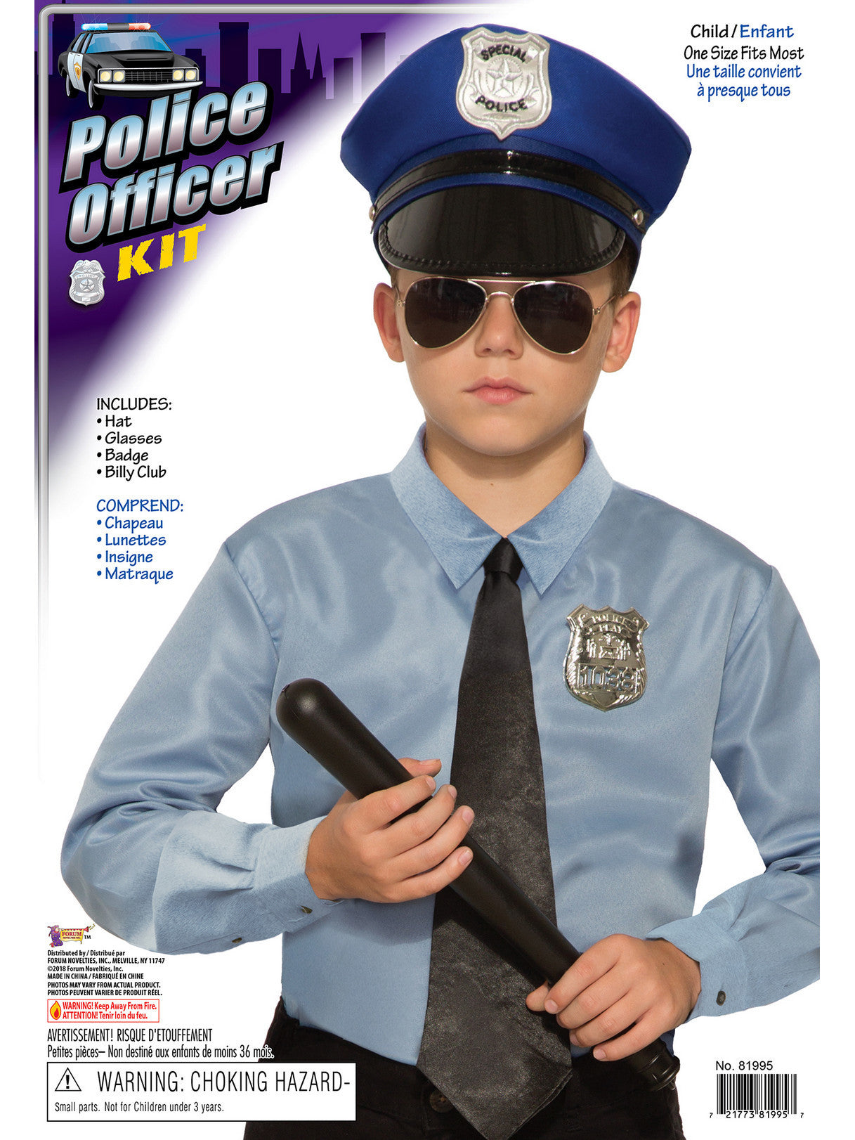 Instant Police Officer Kids Costume Kit