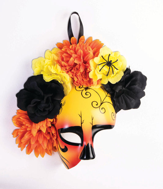 Day of the Dead Face One Eye  Eye Mask with Flowers