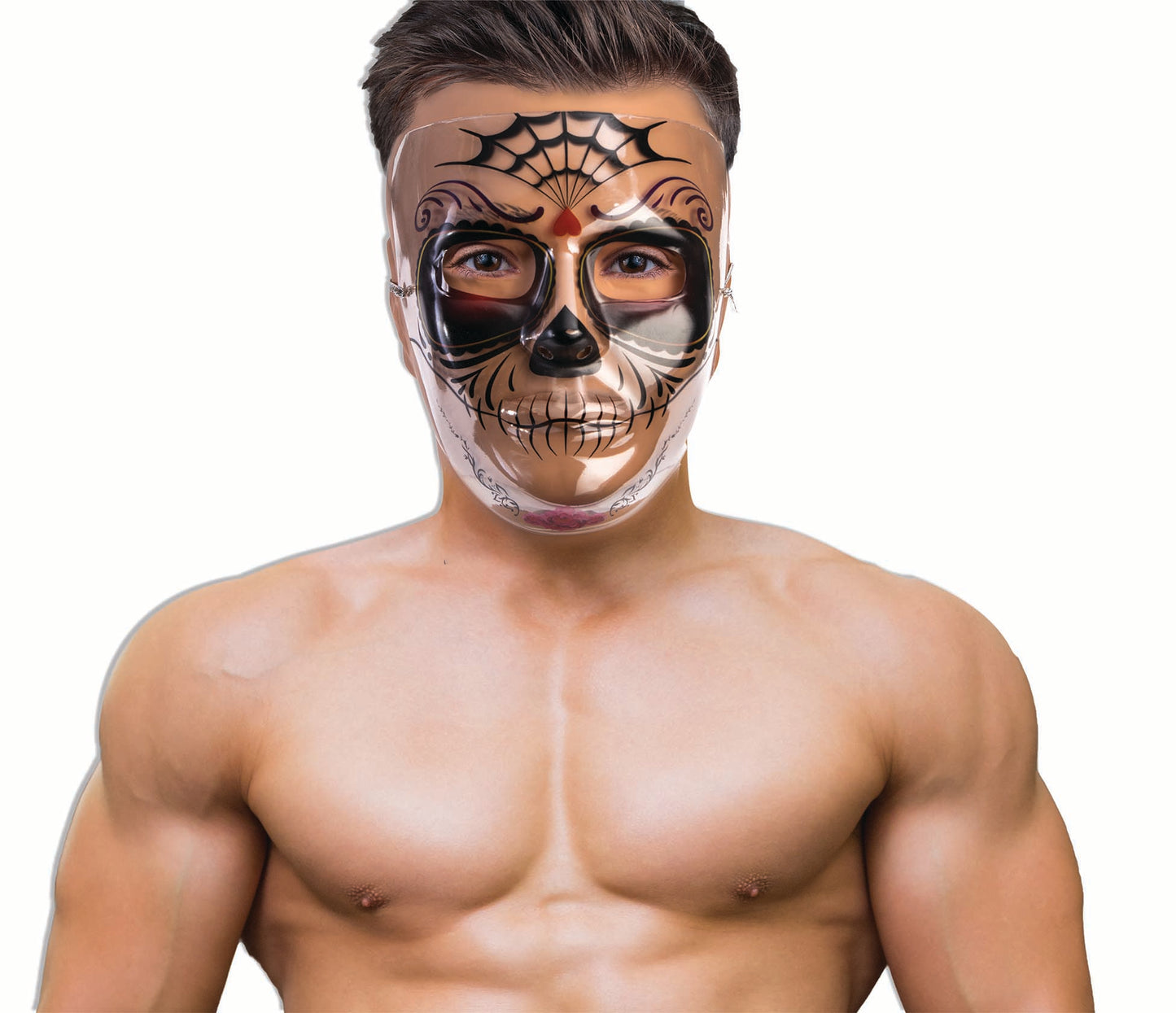 Custom Day of the Dead Transparent Black Face Mask