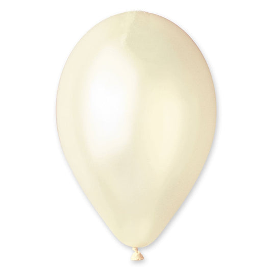 12" Latex Balloon Metallic Ivory 50 Ct