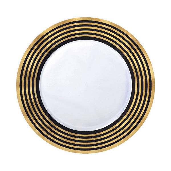 Gold Stripe 7.5in Round Luncheon Plastic Plates 20 Ct