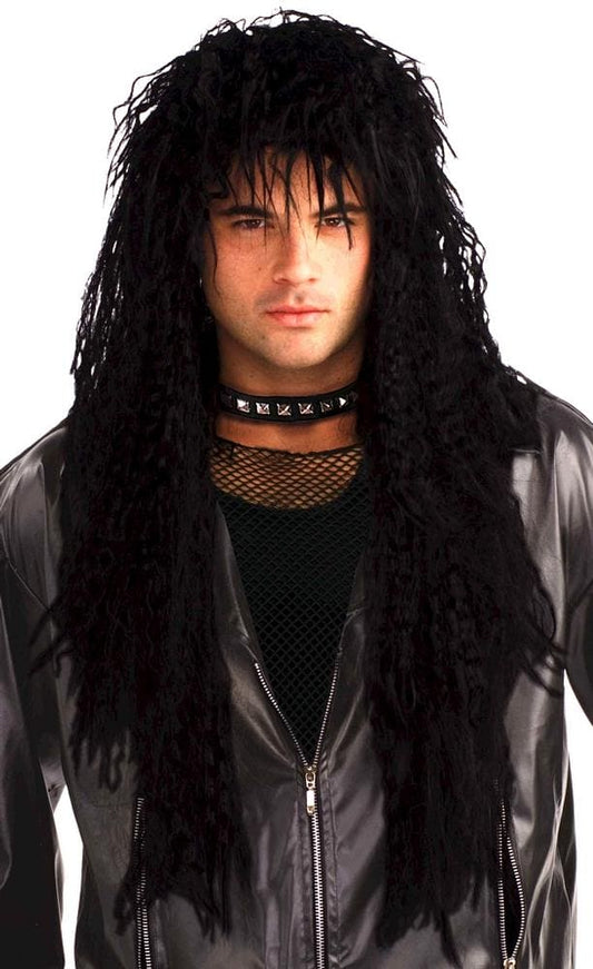 Hard Rock and Roll Long Black Adult Wig