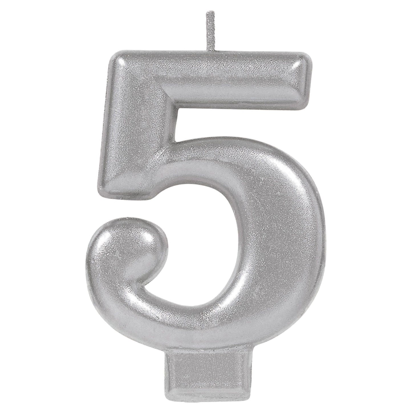 Numeral #5 Metallic Candle - Silver