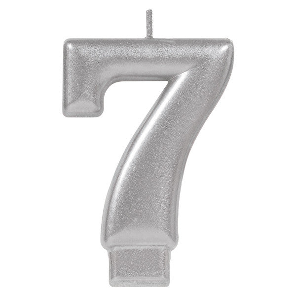 Numeral #7 Metallic Candle - Silver