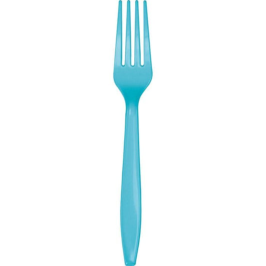 Premium Plastic Forks - Bermuda Blue