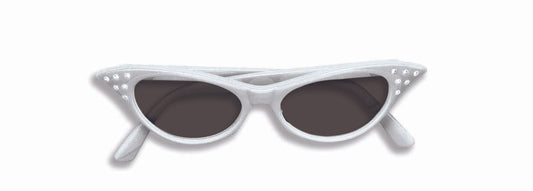 50'S Rhinestone Glasses Tinted White