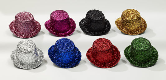 Mini Glitter Top Hat Black