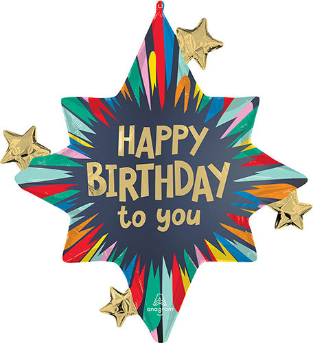 Satin Birthday Blast 29in Metallic Balloon