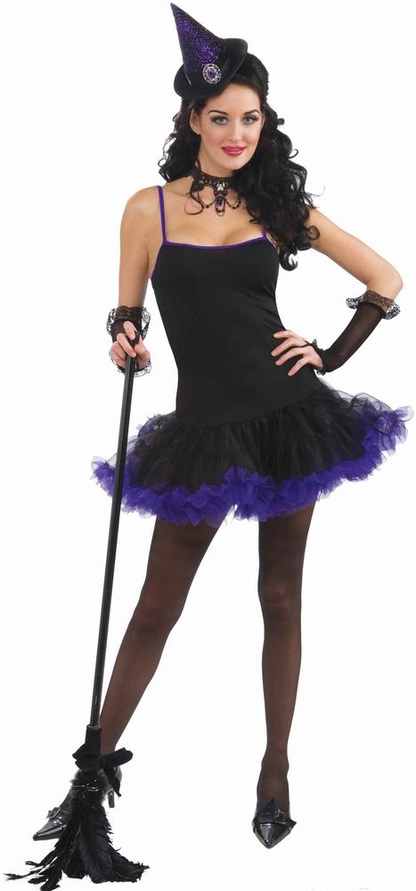 Wild & Witchy Slip Dress Black & Purple Adult