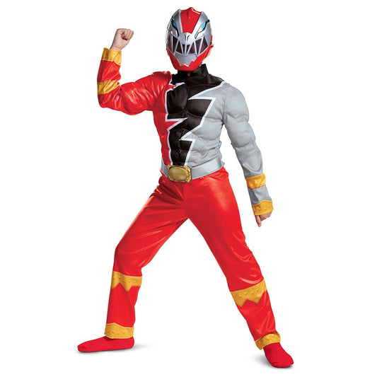 Red Ranger Dino Fury Kids Deluxe Muscle Costume
