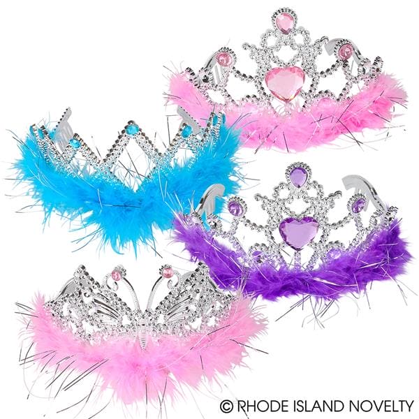 4" Feather Crystal Studded Tiara Assorted Styles