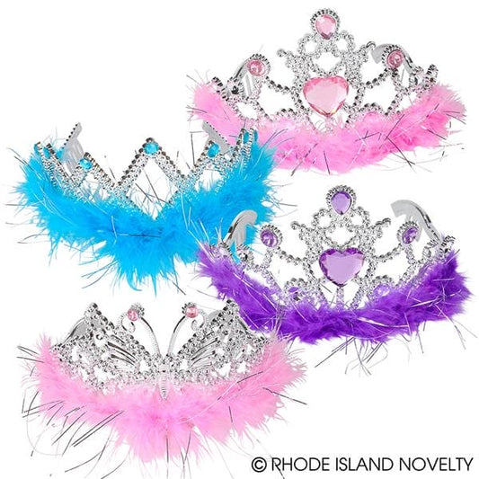 4" Feather Crystal Studded Tiara Assorted Styles