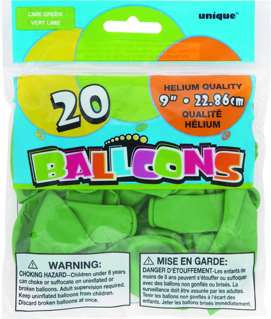 Lime Green 9in Solid Color Latex Balloons 20ct