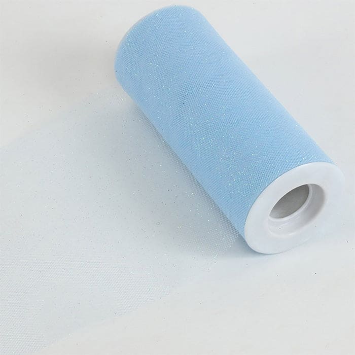 Tulle Glitter 6in x 25yd Light Blue