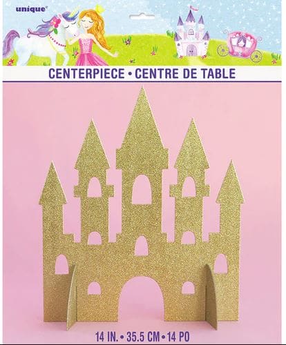 Gold Glitter Princess Castle Centerpiece 14in