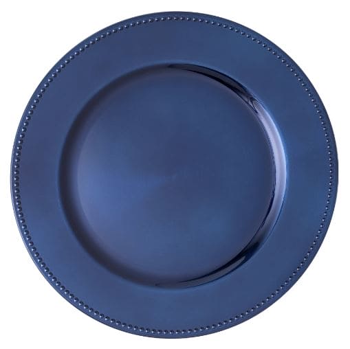 Beaded Edge Plastic Charger Plate 13in - Navy