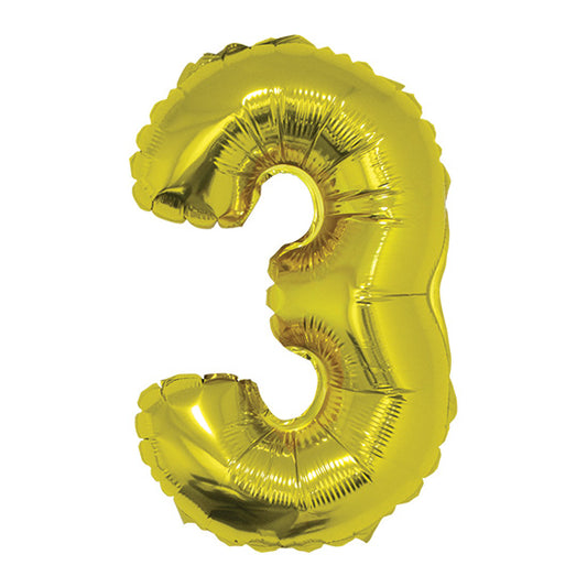 16in Gold Number 3 Balloon (DOES NOT FLOAT)